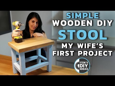 Simple DIY Wooden Stool - My Wife's first Woodworking Project | Couples Woodworking Workshop
