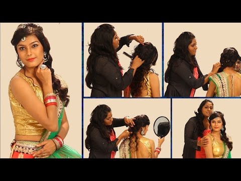 Simple Hairstyle For Indian Weddings To Do Yourself - Floral Curls Decorated - For Saree &amp;amp; Lehenga