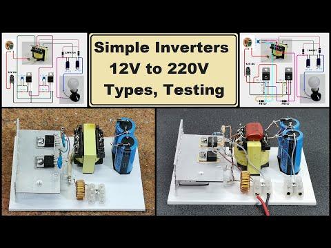 Simple Inverters 12V to 220V , comparision, testing, and real characteristics