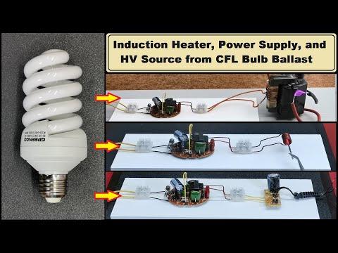 Simplest way to make Induction Heater, Power Supply, and HV Source from CFL Bulb Ballast