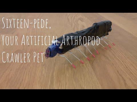 Sixteen-pede, Your Artificial Arthropod Crawler Pet - servos, sensors, ESP8266