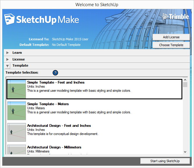 Sketchup Flattery tutorial - Choose Sketchup template.png