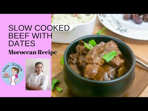 Slow Cooked Beef  with Dates and Hot Paprika - Moroccan Beef Recipe - Beef Tagine