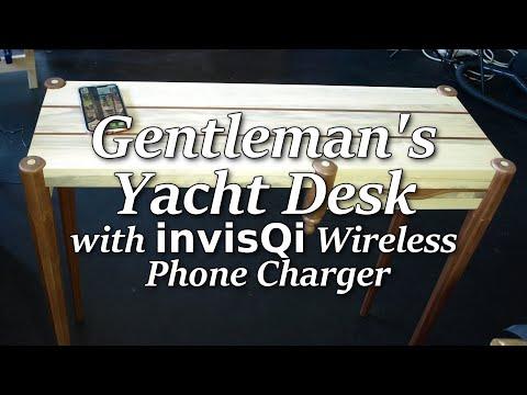 Small &quot;Yacht&quot; Desk with invisQi wireless phone charger