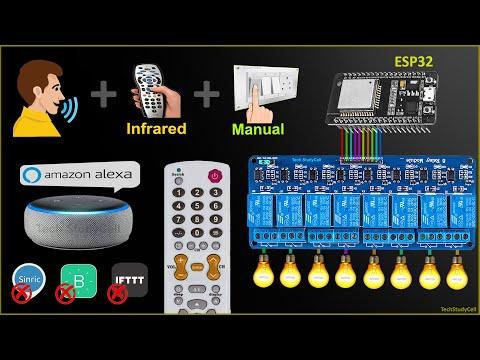 Smart Home with Amazon Alexa using ESP32 control Relay (Voice + IR Remote) | IoT Projects 2021