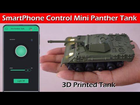 Smart Phone Controlled Mini Panther Tank 3D Printed