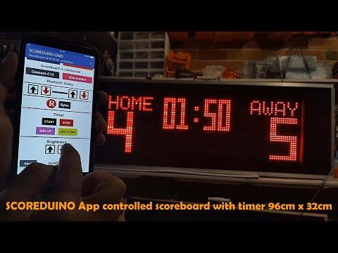 Smart phone controlled Single color 6 displays football scoreboard with timer and HOME &amp; AWAY titles