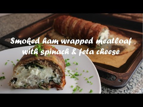 Smoked ham wrapped meatloaf with spinach &amp;amp; feta cheese recipe