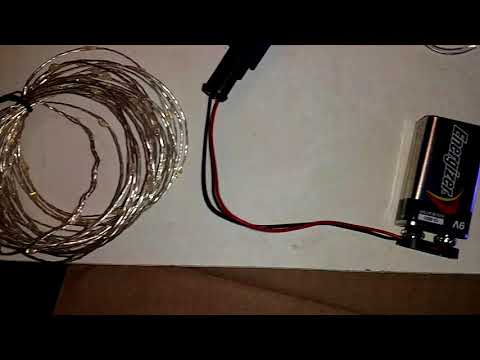 Solar or USB Copper Wire LED String Lights Powered from 9V Battery