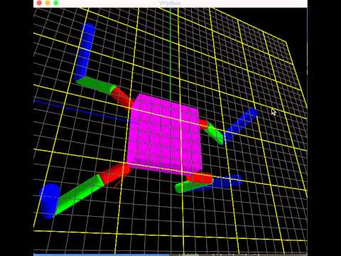 Spider crawler simulation by vpython (quadruped, quad robot)