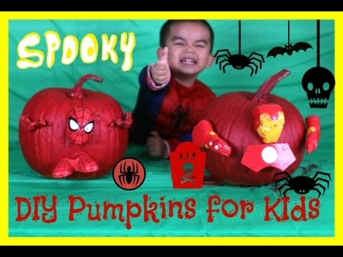 Spiderman Pumpkin Push In | DIY  Halloween Pumpkin Ideas for Kids