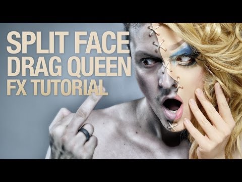 Split face drag queen fx makeup tutorial