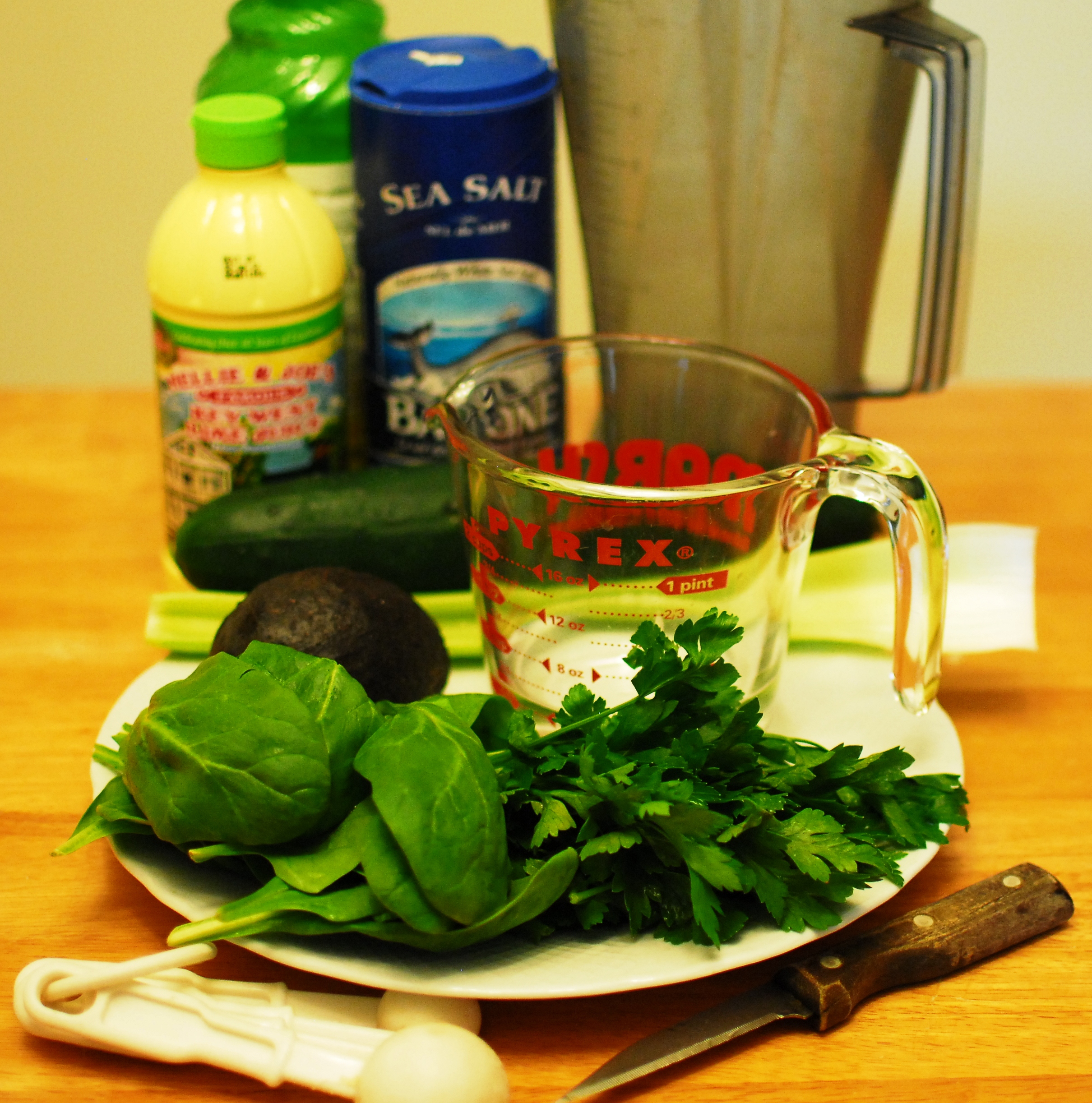 Spring Green Smoothie ingredients and utensils.jpg