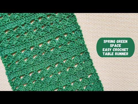 Spring Green Space Easy Crochet Table Runner