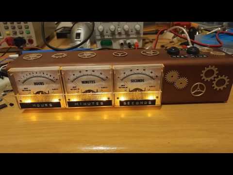 Steampunk voltmeter clock