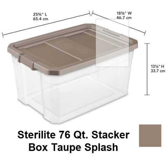 Sterilite 76 Qt. Stacker Box Taupe Splash.png