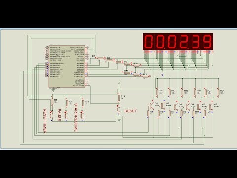 Stopwatch using pic18f4520 in proteus