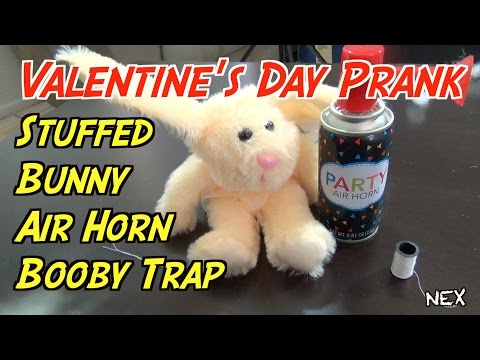 Stuffed Bunny Air Horn Booby Trap- Valentine's Day Prank!