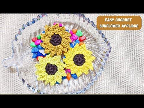 Super Easy and Quick Crochet Sunflower Applique Pattern