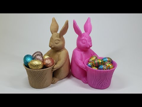 Support Free Easter Bunny Toy - Designed in ZBrush - 3D Printing in Wood and PLA