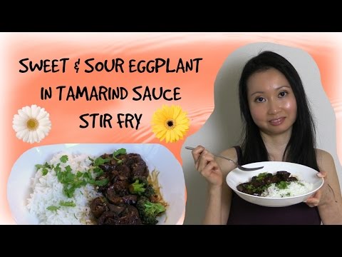 Sweet &amp;amp; Sour Eggplant in Tamarind Sauce Stir Fry Recipe - Vegan &amp;amp; Gluten Free