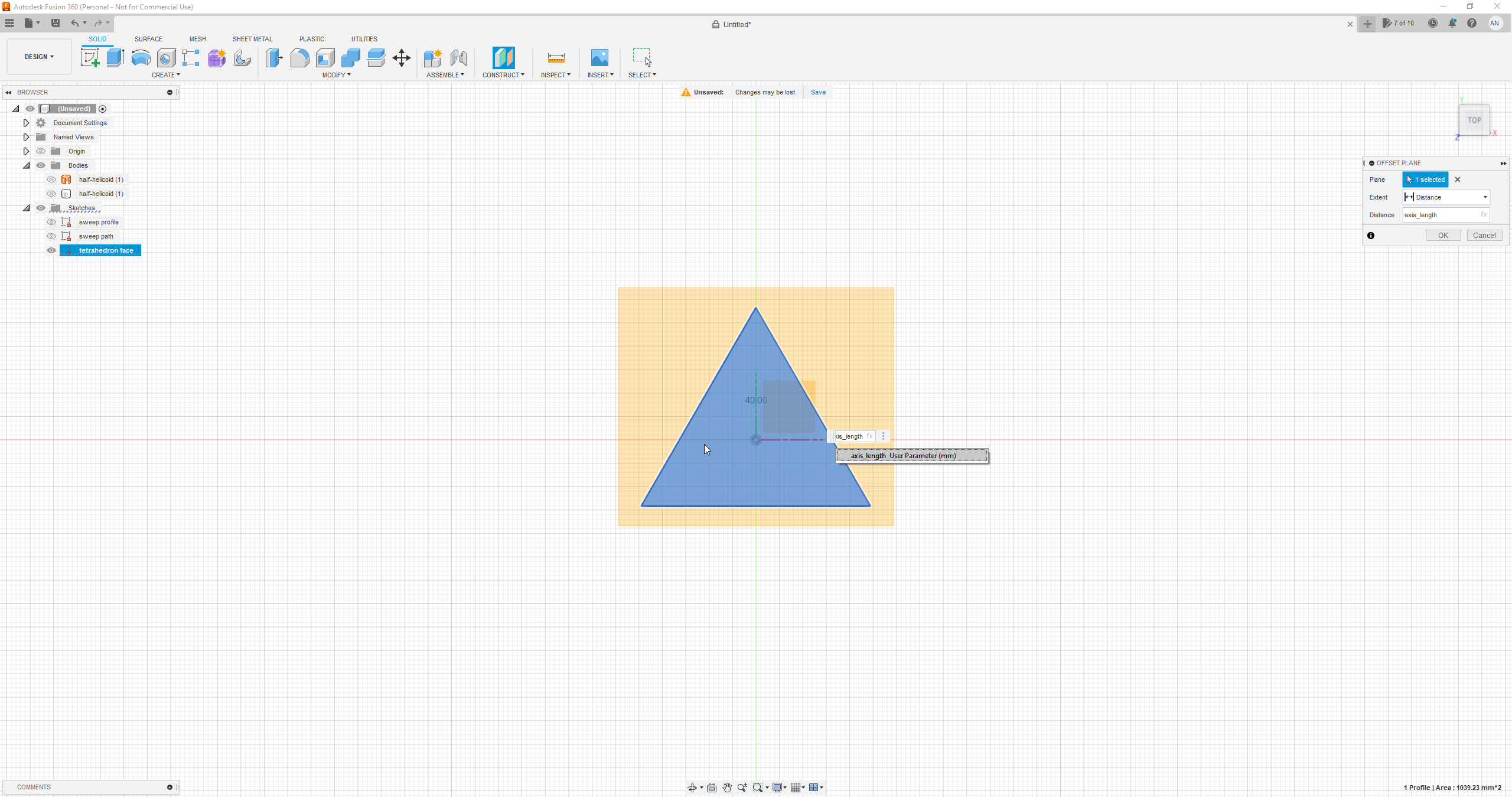 Tetrahedron - Construction step 2 - offset plane.png