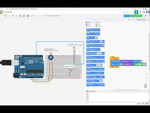 TinkerCAD Simulation - Arduino UNO, Potentiometer, and LED