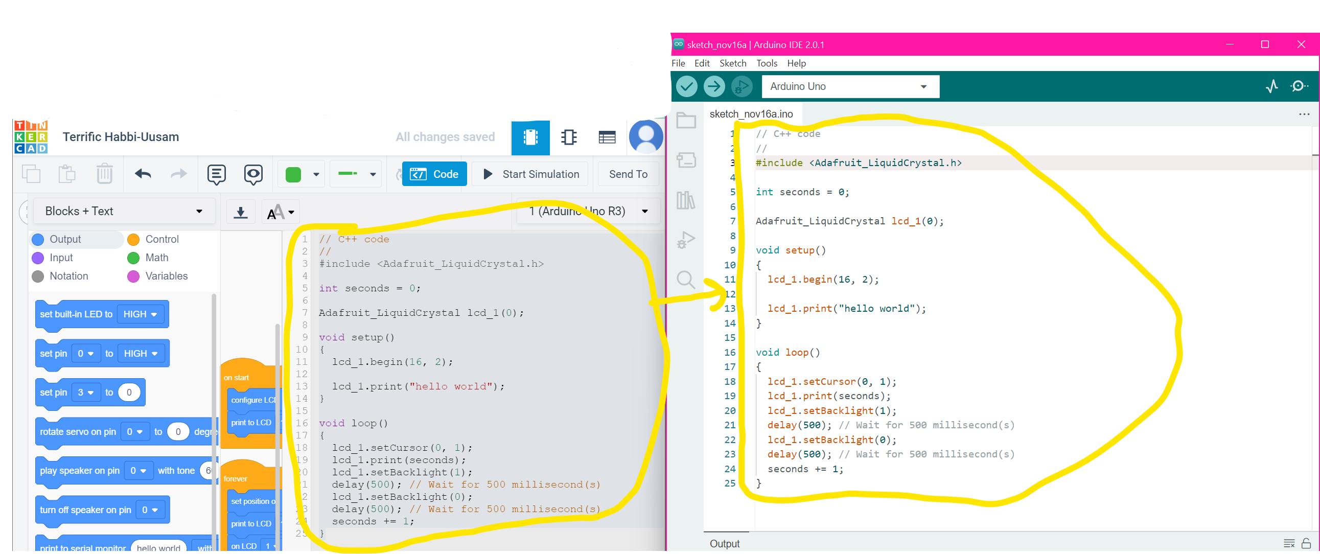 Tinkercad Screen shot Code to arduino.png