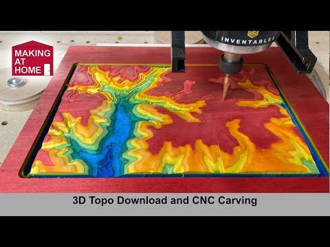 Topographic Surface Download and CNC Carving with Easel Pro Software