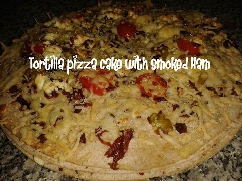 Tortilla pizza cake with smoked Ham recipe