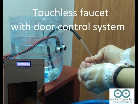 Touchless faucet with door control system for COVID-19