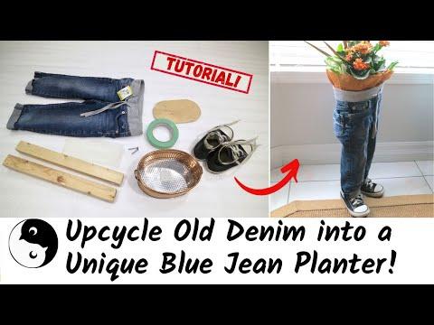 Transform Old Jeans into an AMAZING Blue Jean Planter!