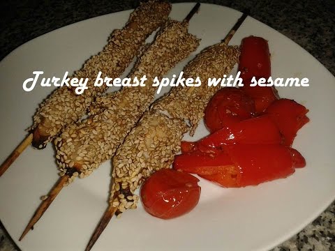 Turkey breast spikes with sesame recipe