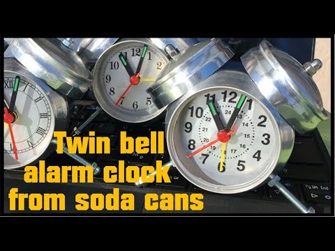 Twin bell alarm clock from soda cans