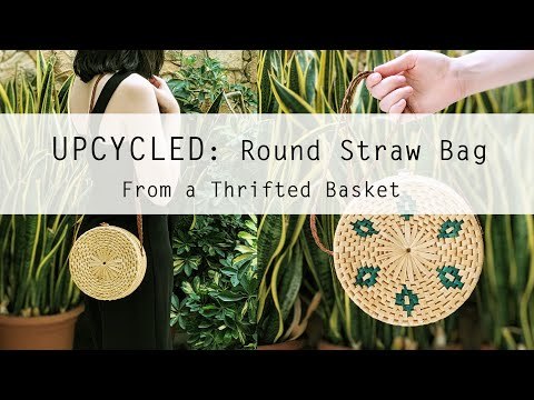 UPCYCLED: Round Straw Bag from a Thrifted Basket | Nutty Crafter