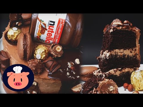 Ultimate Nutella Cake (Kinder Bueno, Ferrero Rocher, Nutella Macarons &amp;amp; Hazelnuts) - Treat Factory