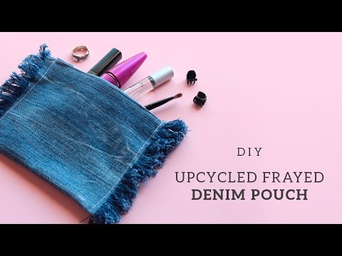 Upcycled Frayed Denim Pouch  | Easy DIY