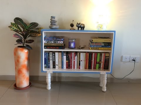 Upcycled retro-style DIY bookcase for $25 from an old wooden army trunk