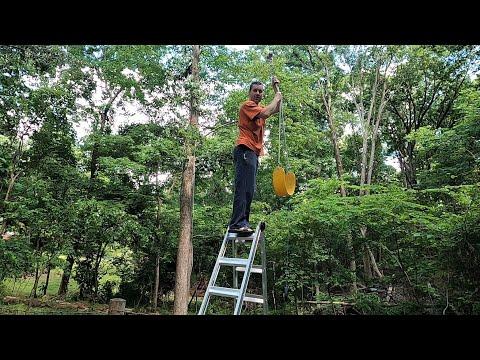 Using A Chalk Line As A Plumb Bob - The Treehouse Project - Part 2 (I almost fall again)