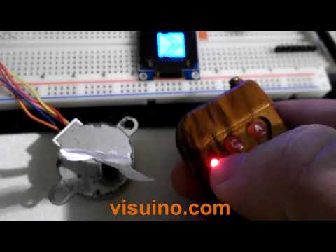 VISUINO Remote Control Module + stepper motor + OLED lcd + drv8825 driver