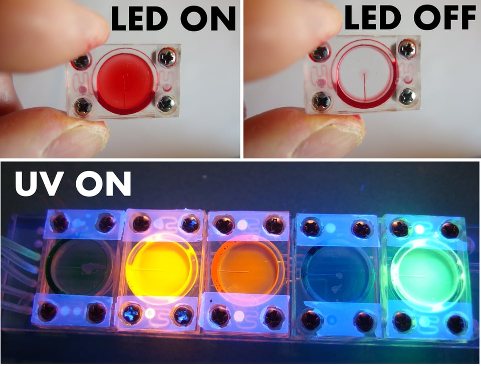 Vacuum powered fluidic ink &amp;quot;LED&amp;quot; light organ