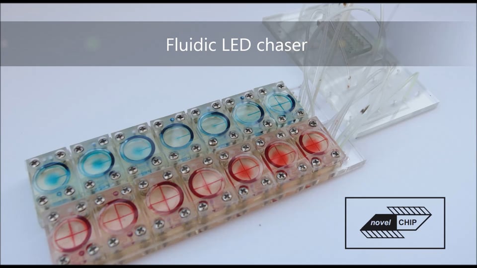 Vacuum powered fluidic ink LED chaser - no electronics !