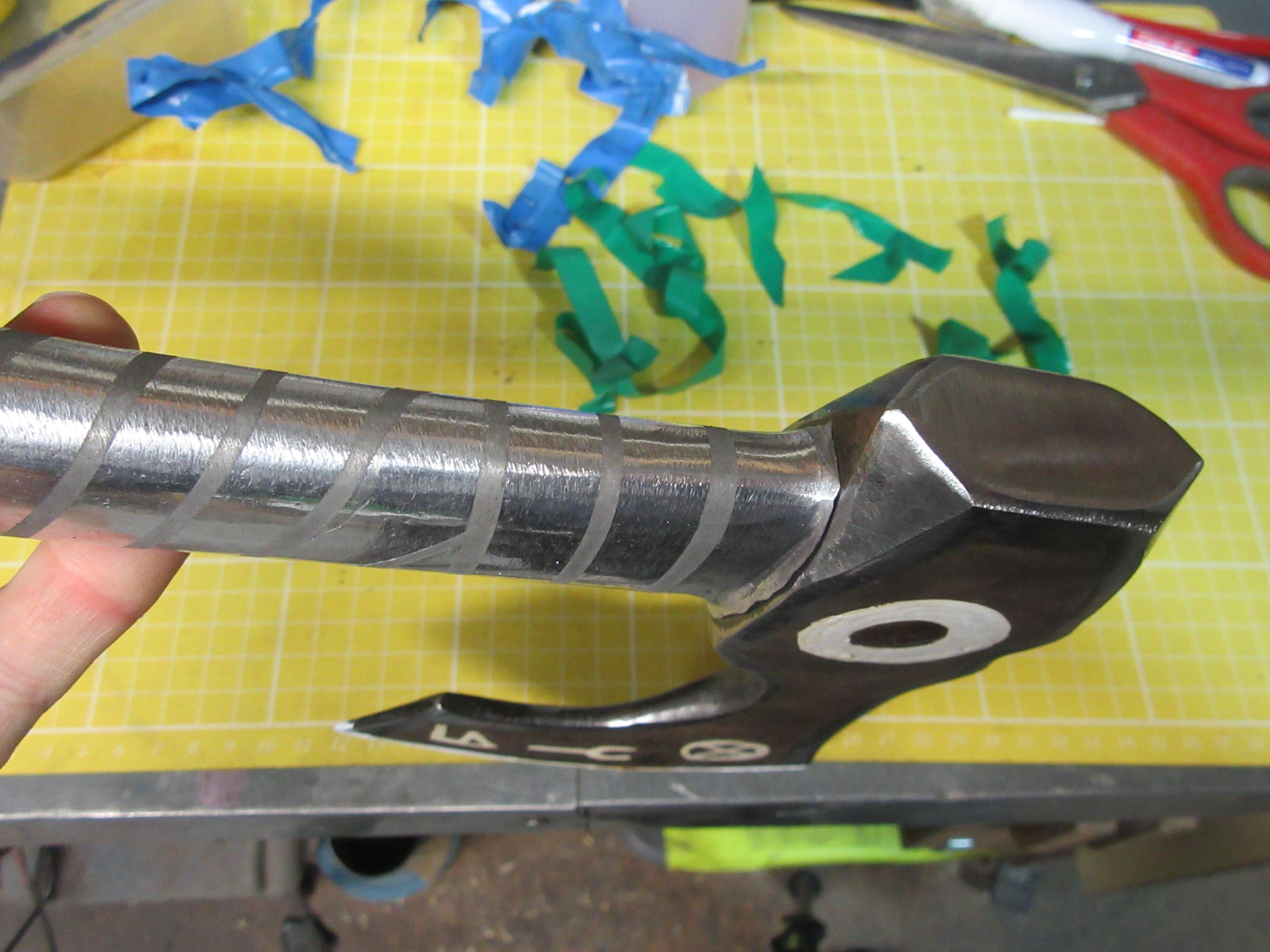 Viking axe aluminum handle after etching.JPG