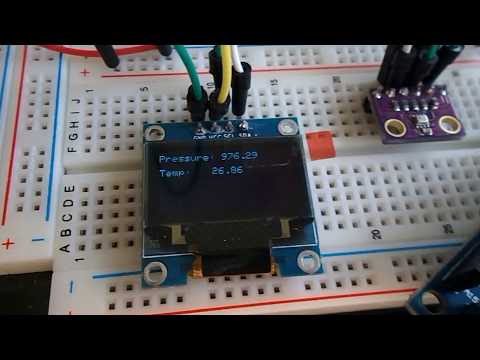 Visuino I2C BMP280 Pressure, Temperature Sensor with OLED lcd.