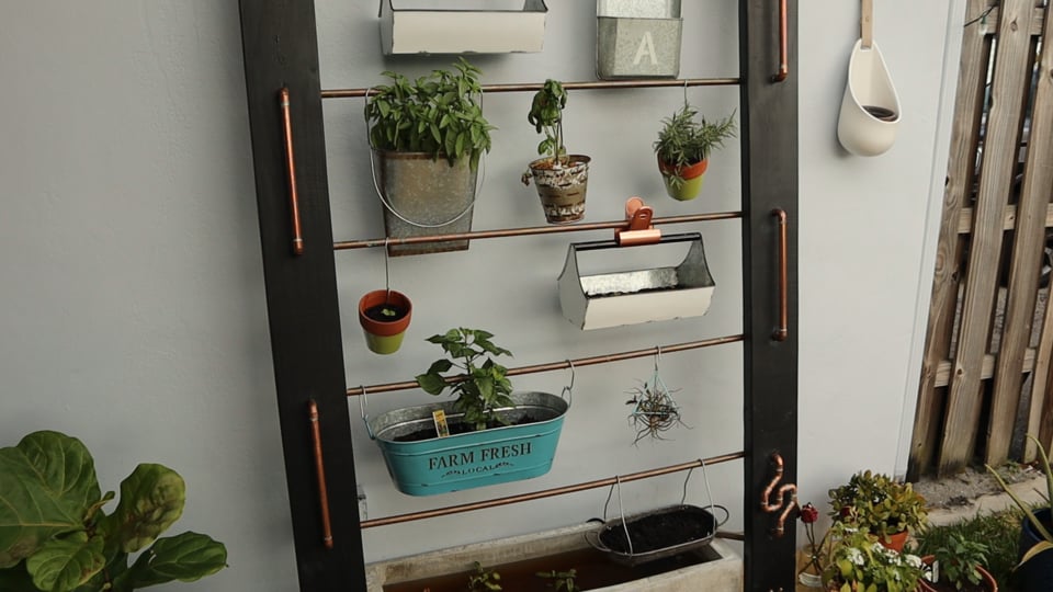 Watering Copper Pipe Herb Planter Wall