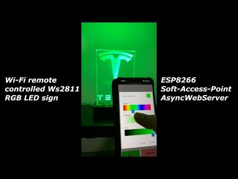 Wi-Fi remote controlled Ws2811 RGB LED sign with ESP8266