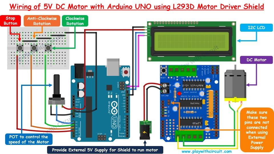 Wiring of DC motor with L293D shield and Arduino UNO.JPG