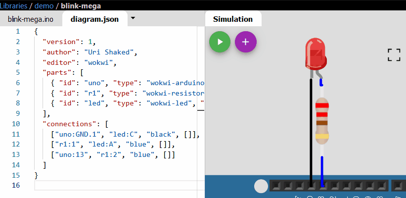 Wokwi Arduino Simulator -Hiding the wires.gif