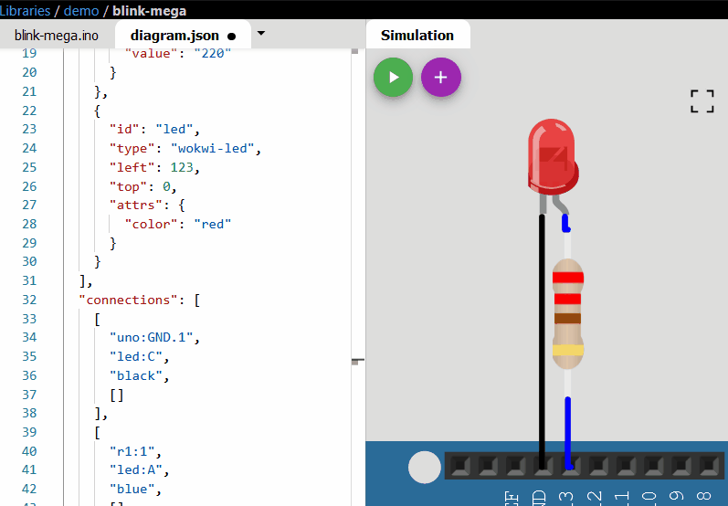 Wokwi Arduino Simulator -changing LED color.gif