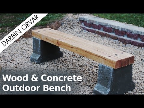 Wood &amp;amp; Concrete Outdoor Bench